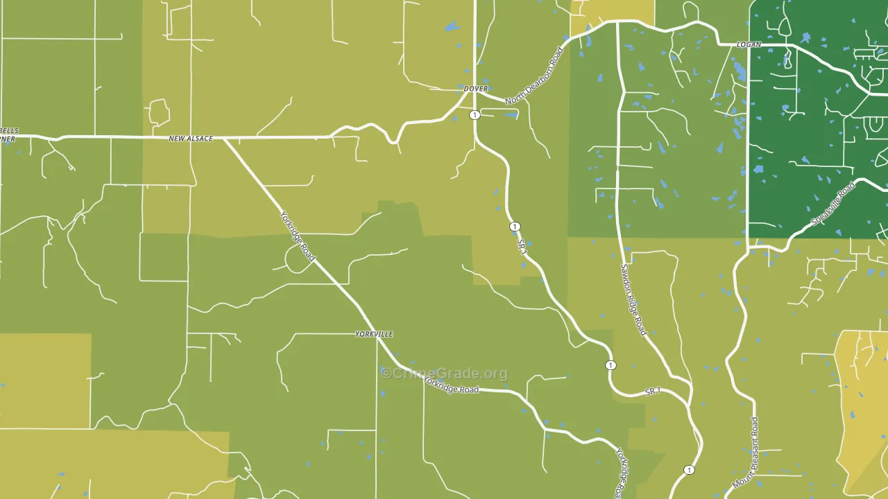 Guilford, IN Map of Vandalism Rates