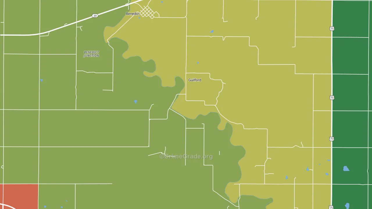 Guilford, KS Map of Vandalism Rates