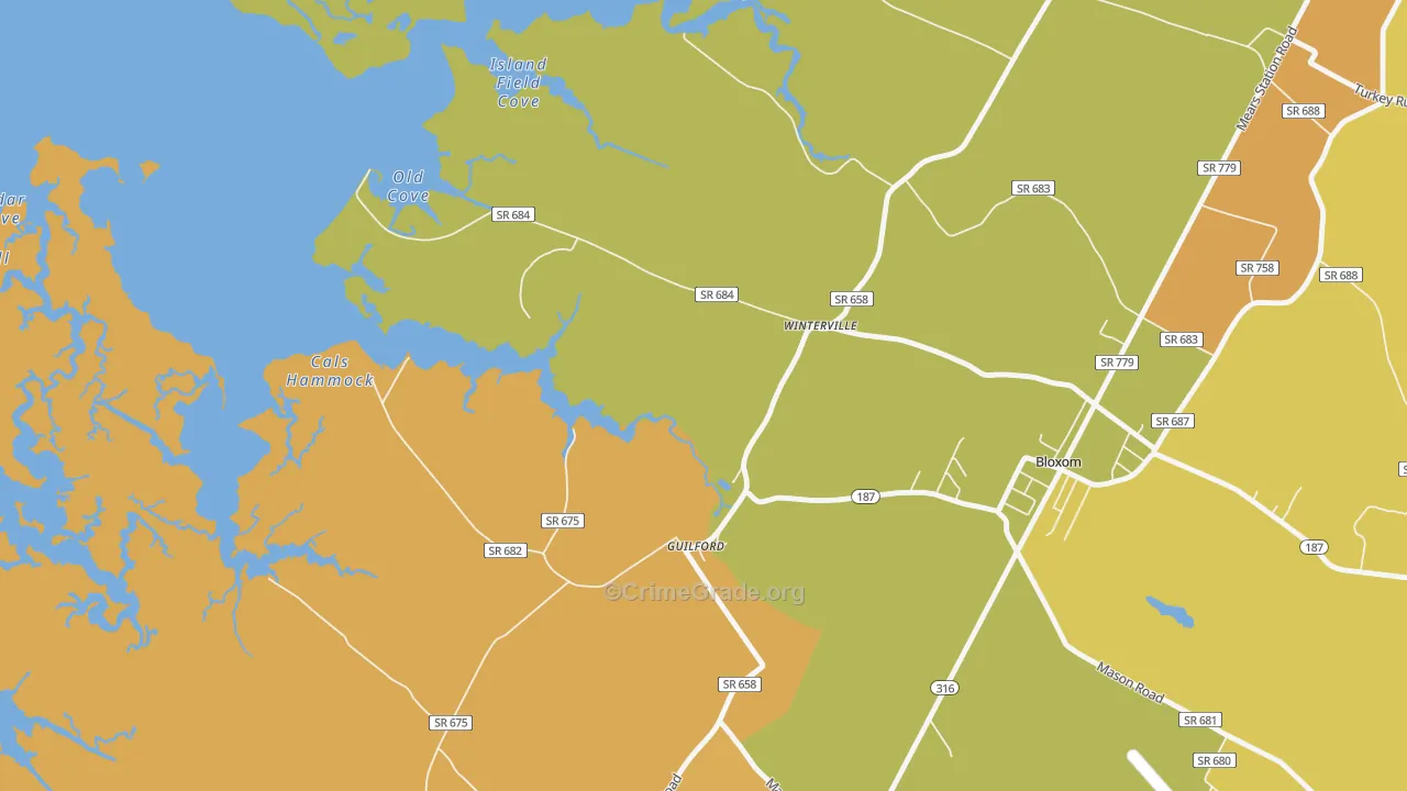 Guilford, VA Map of Vandalism Rates