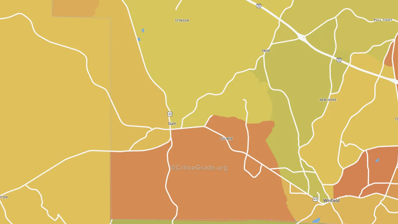 Guin, AL Map of Vandalism Rates