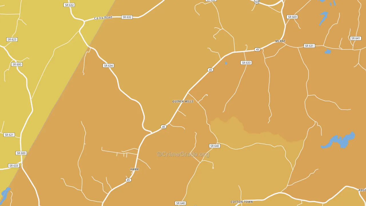 Guinea Mills, VA Map of Vandalism Rates
