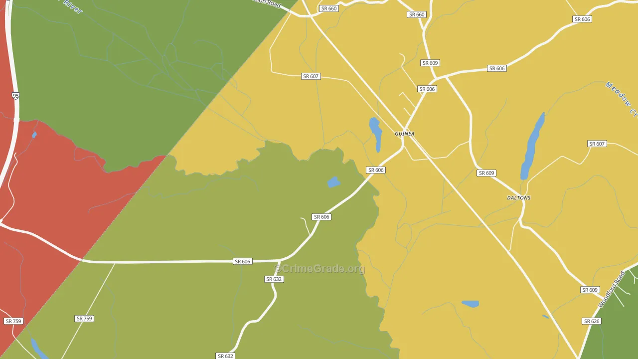 Guinea, VA Map of Vandalism Rates