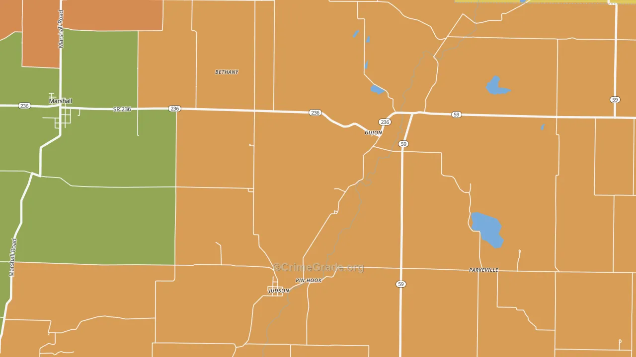 Guion, IN Map of Vandalism Rates
