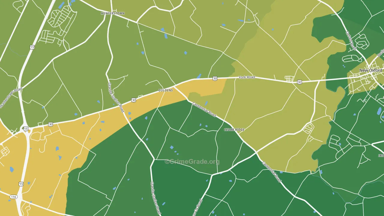 Guldens, PA Map of Vandalism Rates