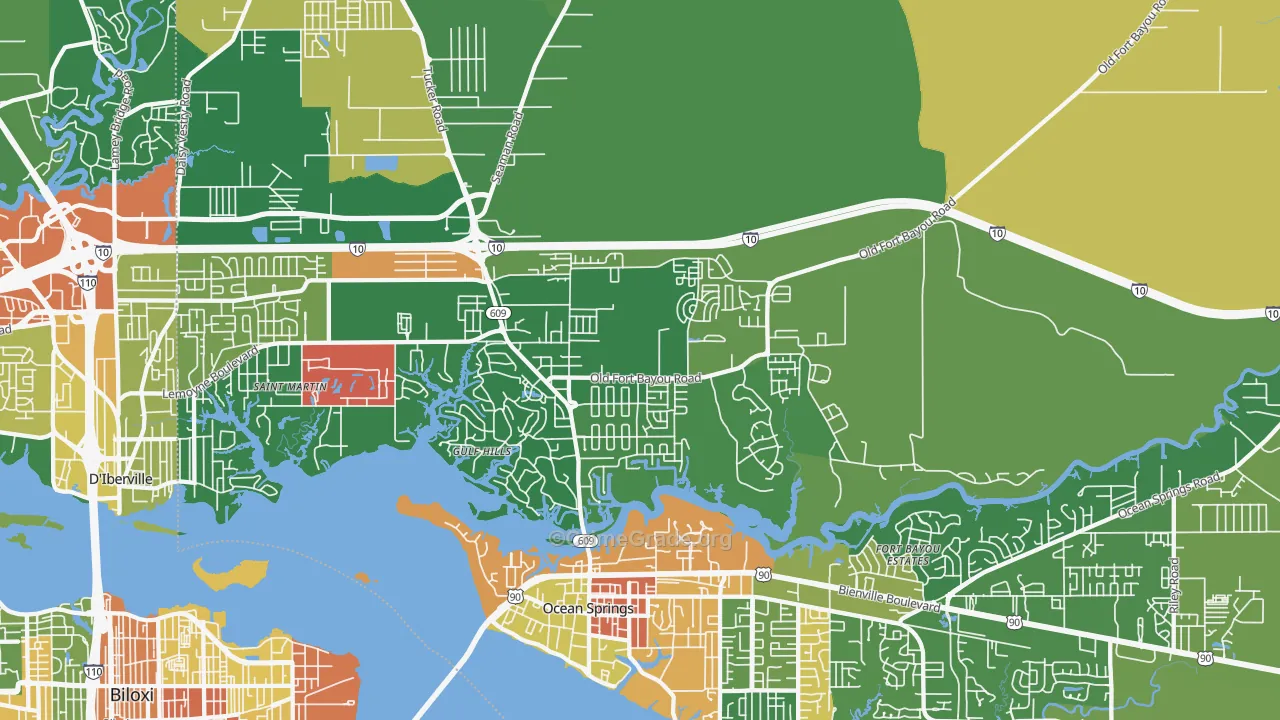 Gulf Hills, MS Map of Vandalism Rates