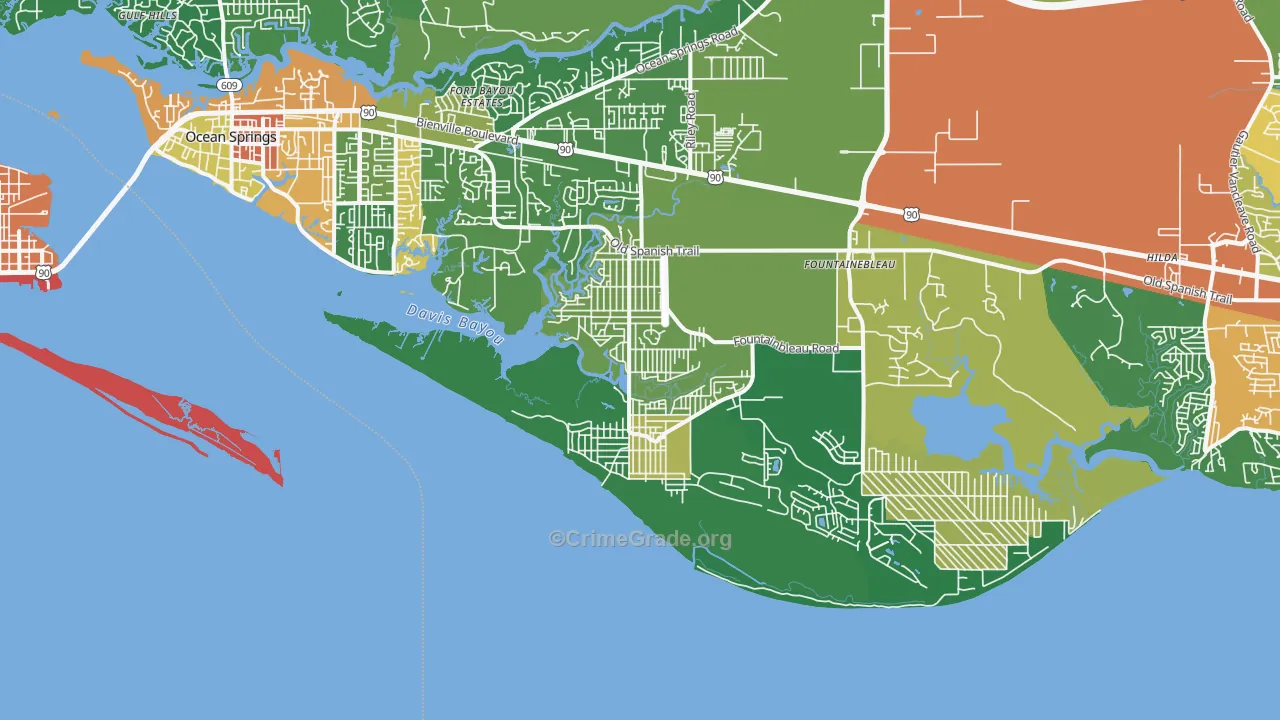 Gulf Park Estates, MS Map of Vandalism Rates