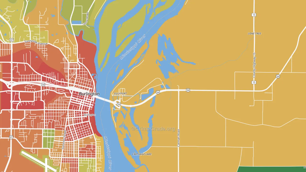 Gulf Port, IL Map of Vandalism Rates