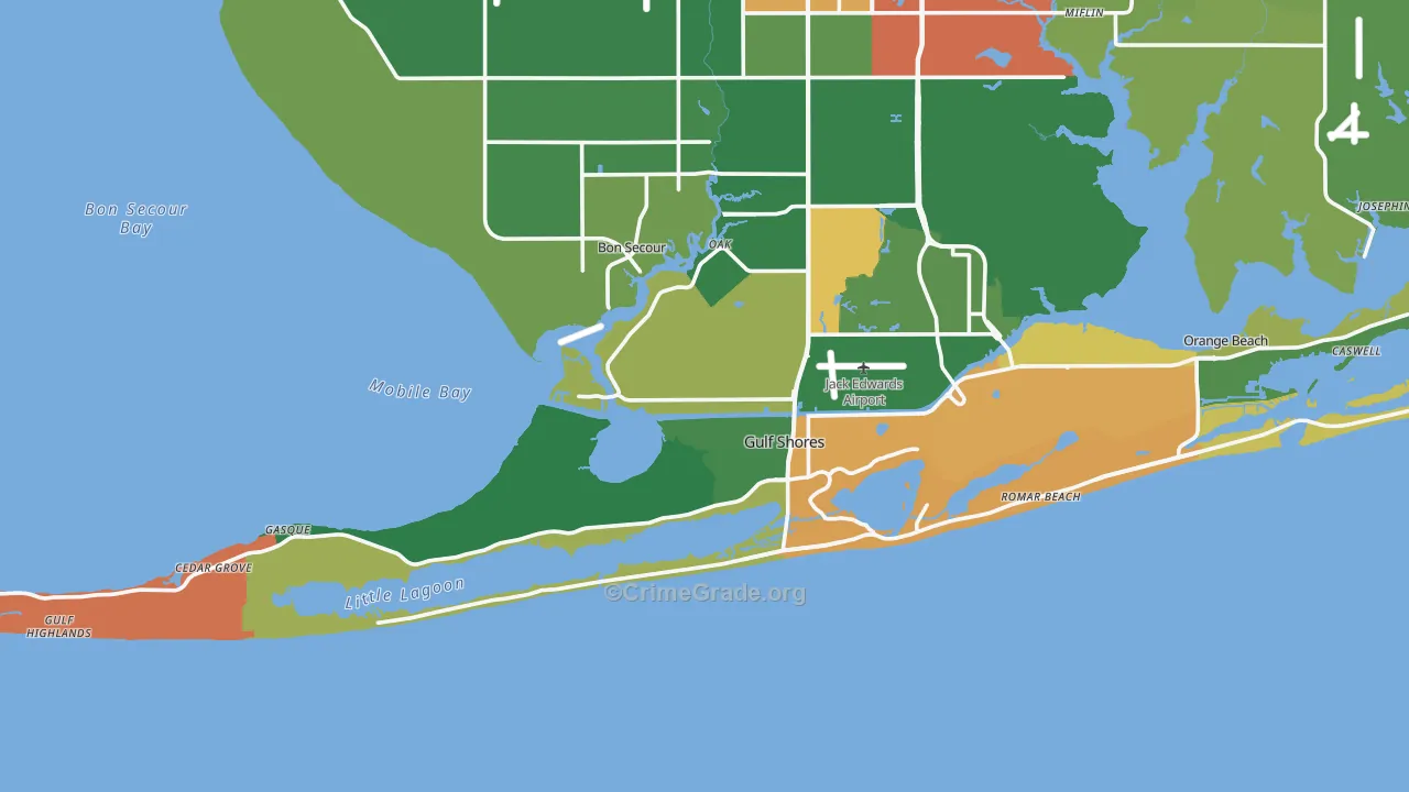 Gulf Shores, AL Map of Vandalism Rates