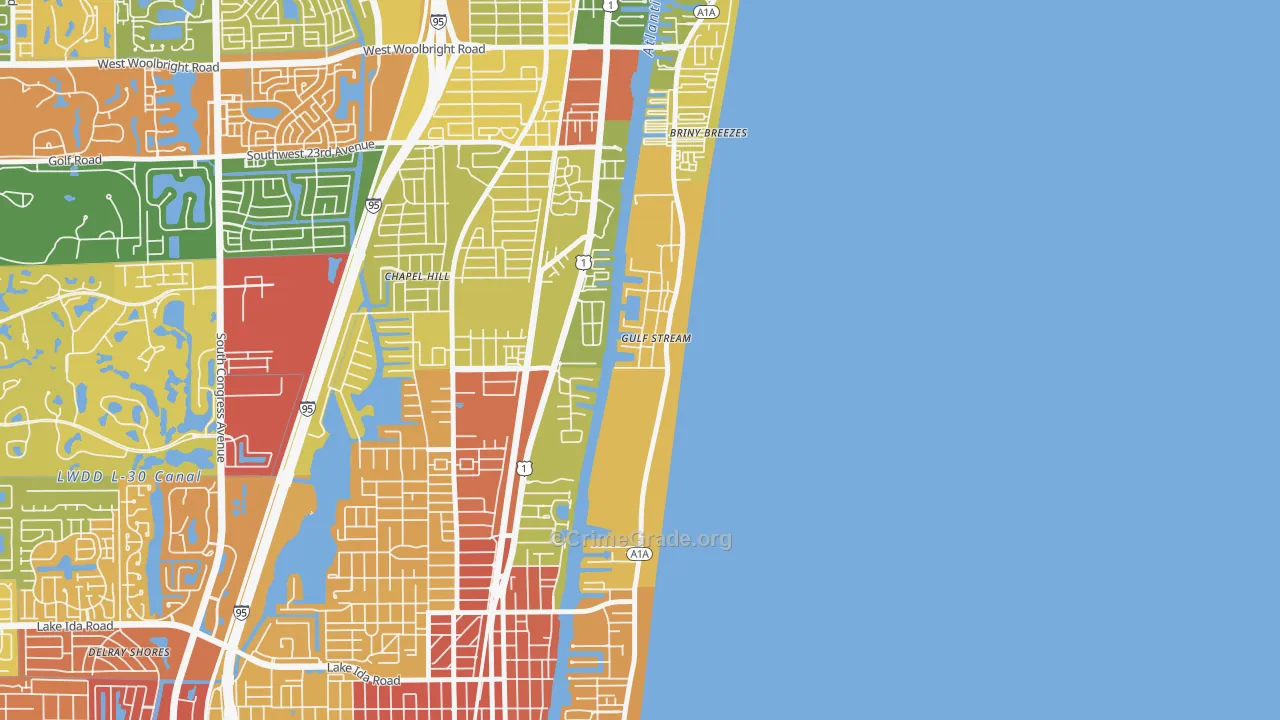 Gulf Stream, FL Map of Vandalism Rates