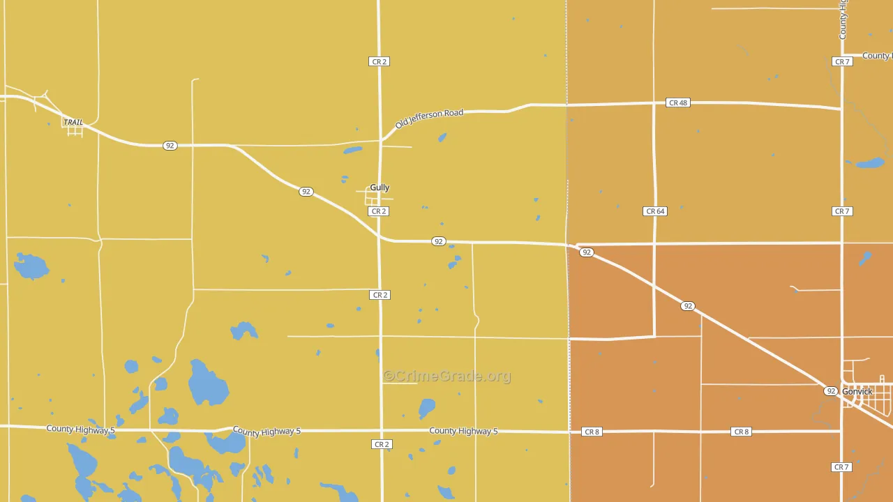 Gully, MN Map of Vandalism Rates
