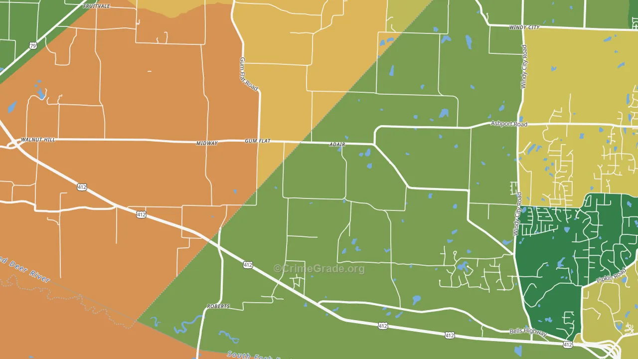 Gum Flat, TN Map of Vandalism Rates