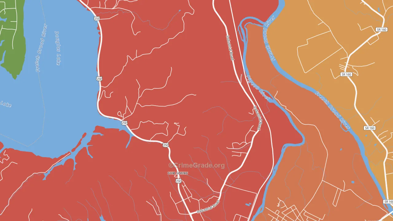 Gum Spring, TN Map of Vandalism Rates