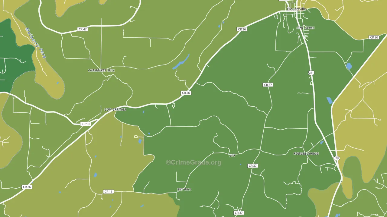 Gum Springs, AL Map of Vandalism Rates