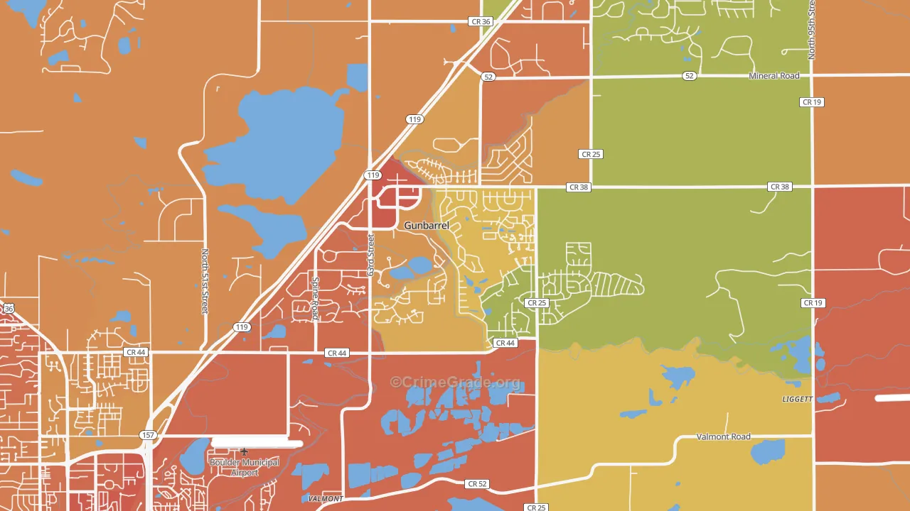 Gunbarrel, CO Map of Vandalism Rates