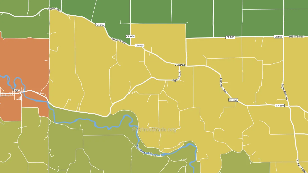 Gunder, IA Map of Vandalism Rates