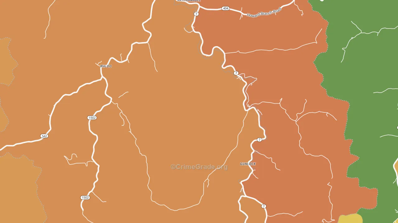 Gunlock, KY Map of Vandalism Rates