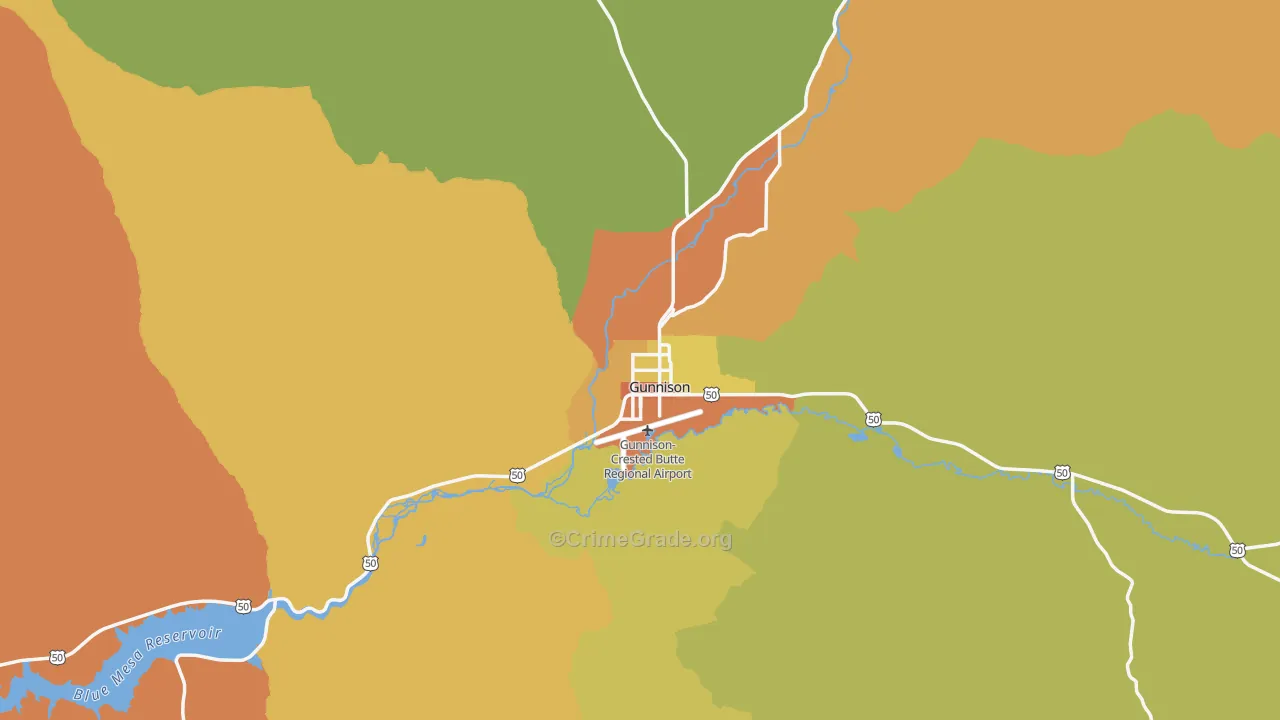 Gunnison, CO Map of Vandalism Rates