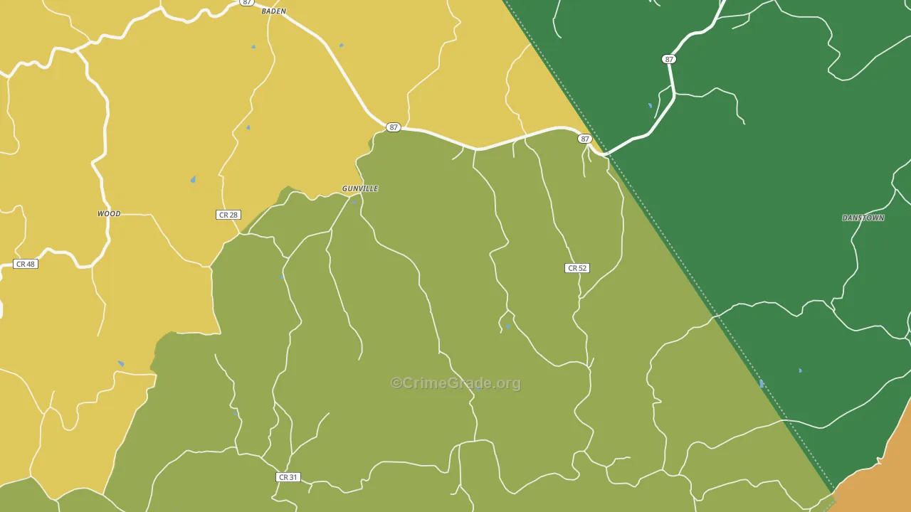 Gunville, WV Map of Vandalism Rates