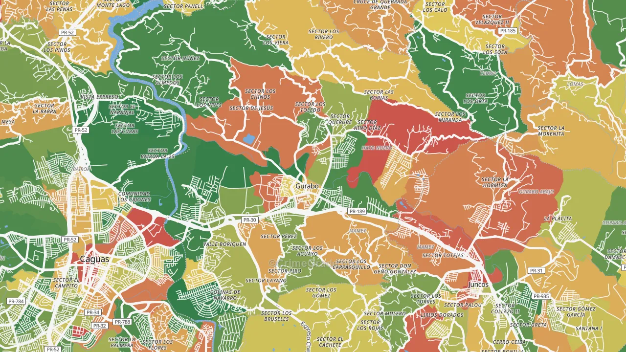 Gurabo, PR Map of Vandalism Rates
