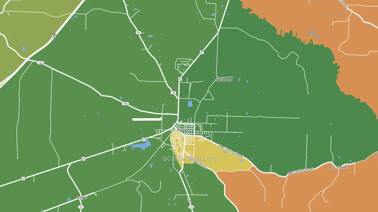 Gurdon, AR Map of Vandalism Rates