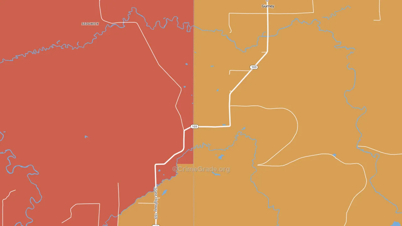 Gurney, WI Map of Vandalism Rates