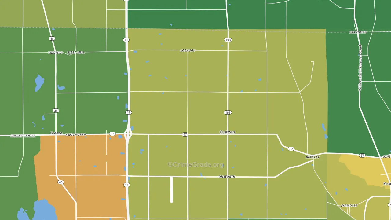 Gustavus, OH Map of Vandalism Rates