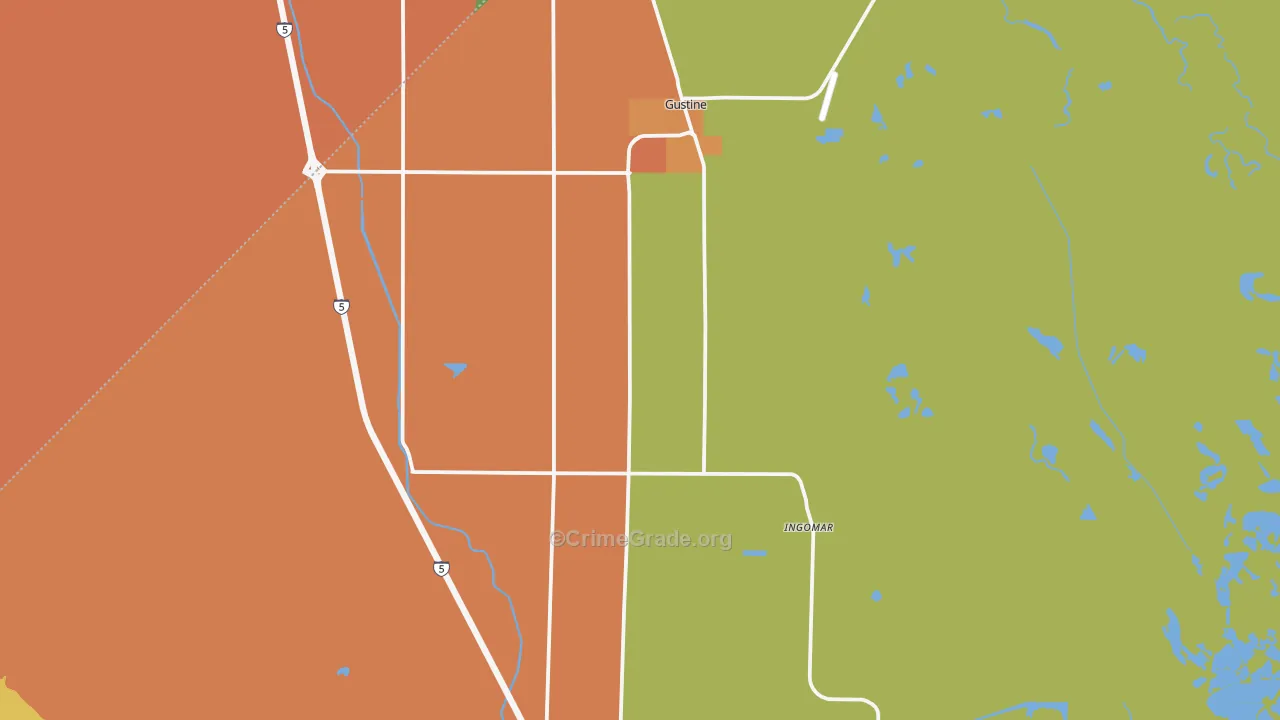Gustine, CA Map of Vandalism Rates