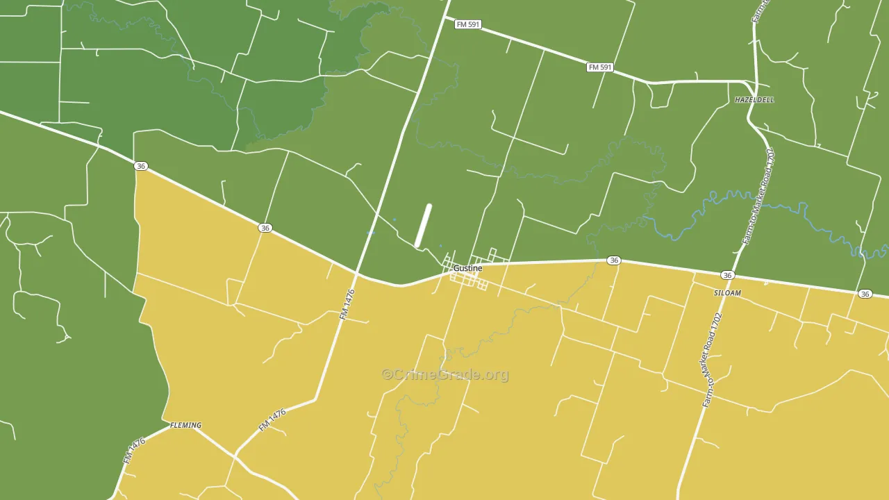 Gustine, TX Map of Vandalism Rates