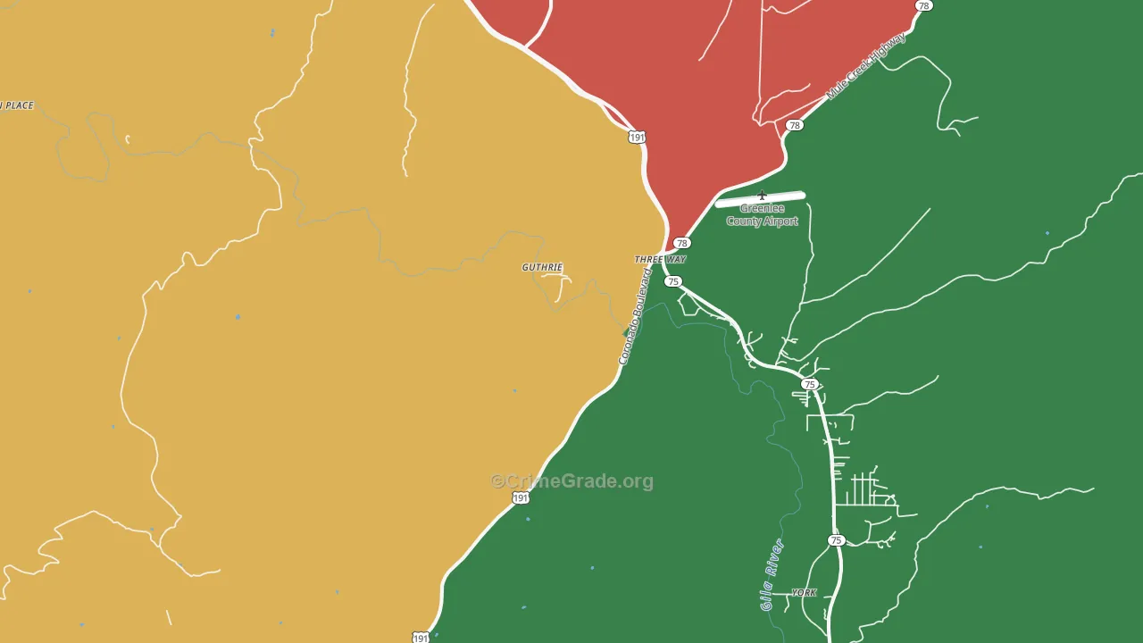 Guthrie, AZ Map of Vandalism Rates