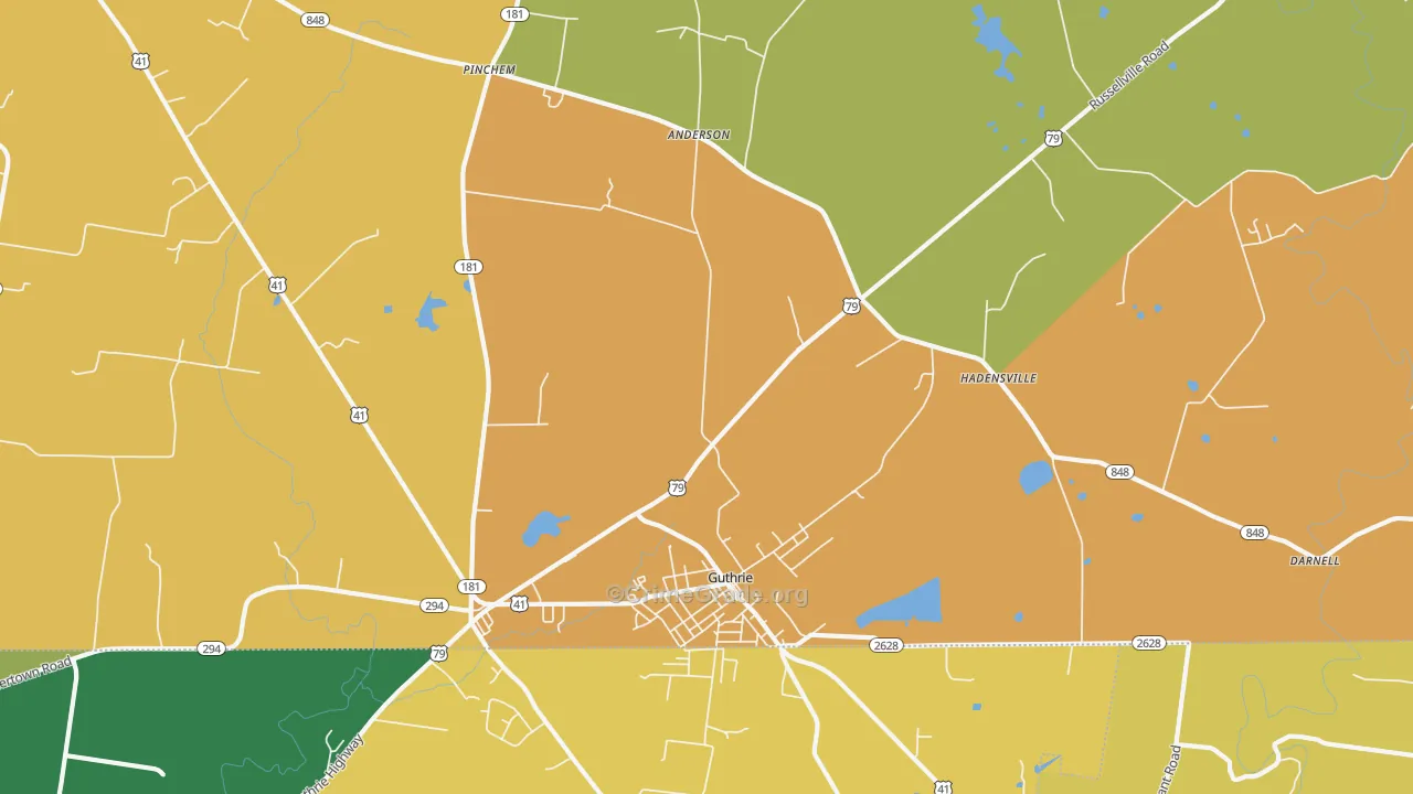 Guthrie, KY Map of Vandalism Rates