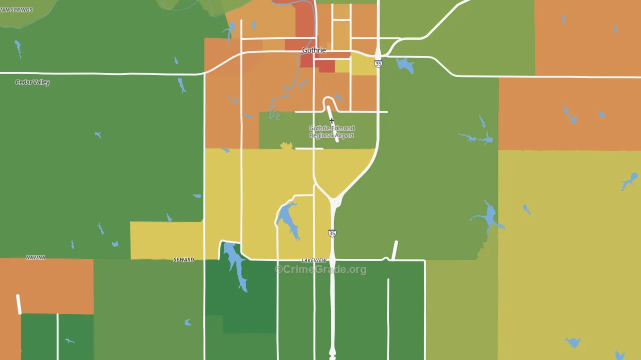 Guthrie, OK Map of Vandalism Rates