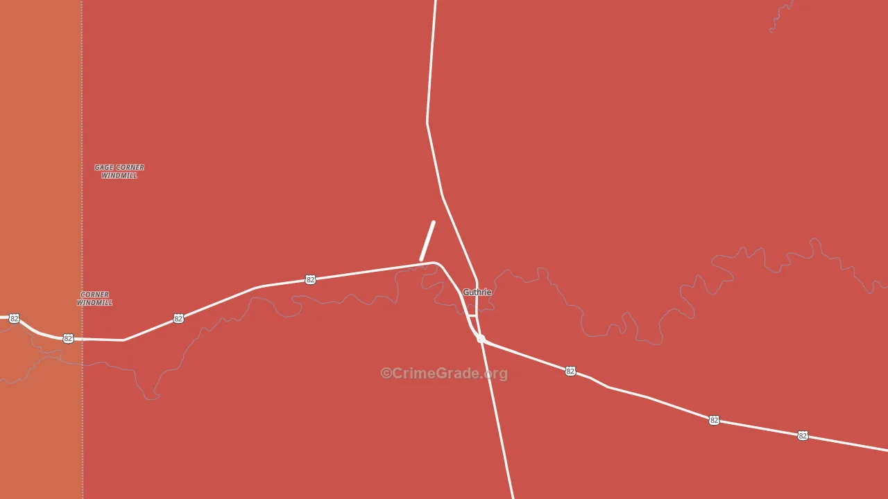 Guthrie, TX Map of Vandalism Rates