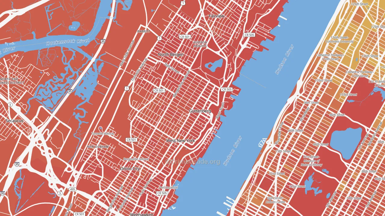 Guttenberg, NJ Map of Vandalism Rates