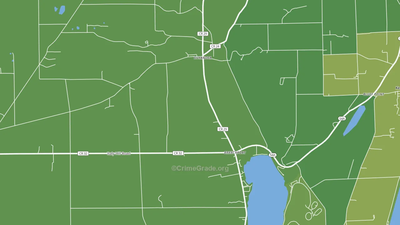 Guyanoga, NY Map of Vandalism Rates