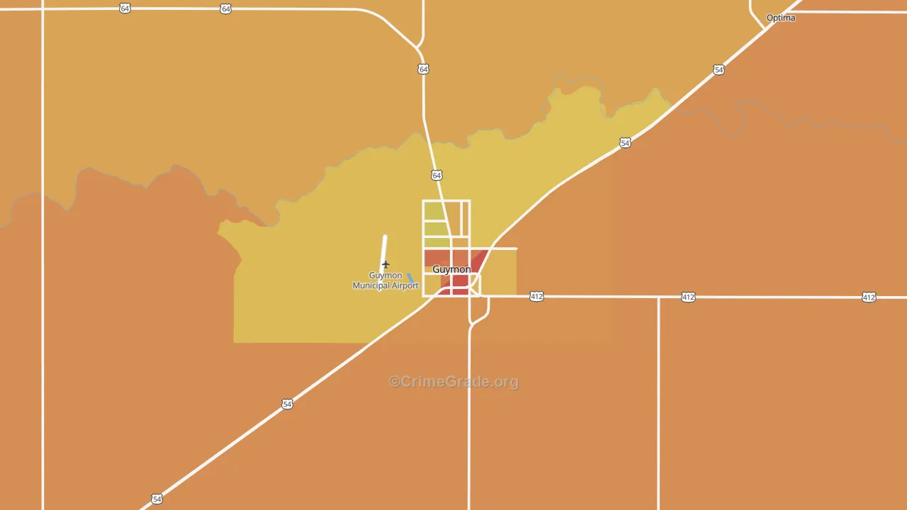Guymon, OK Map of Vandalism Rates