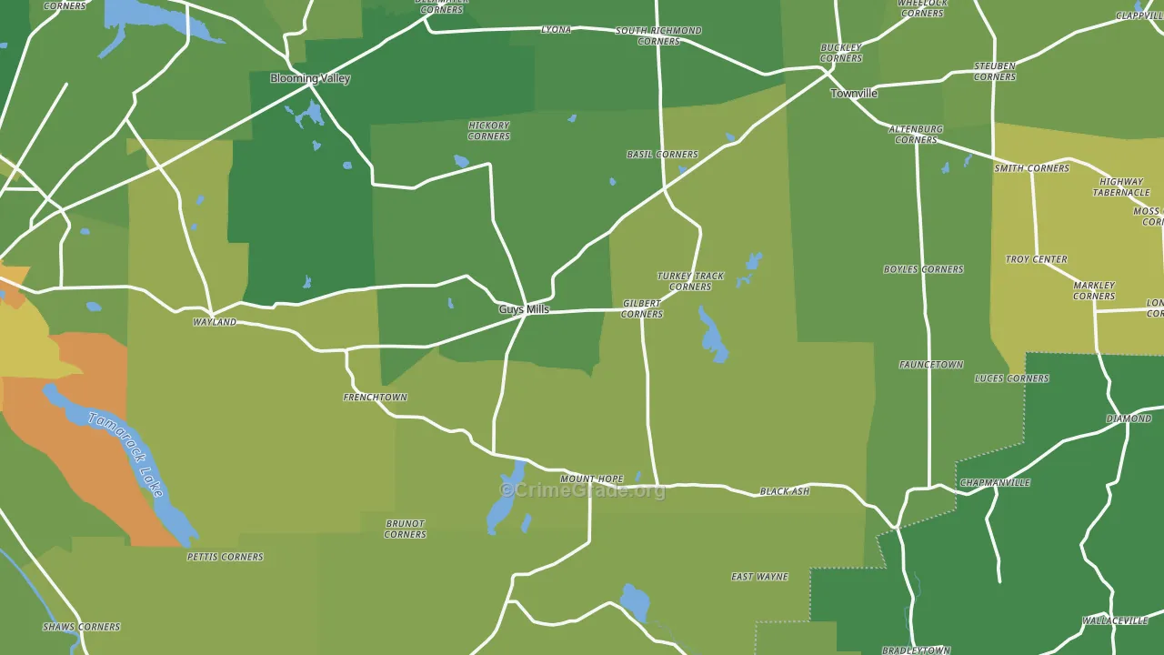 Guys Mills, PA Map of Vandalism Rates