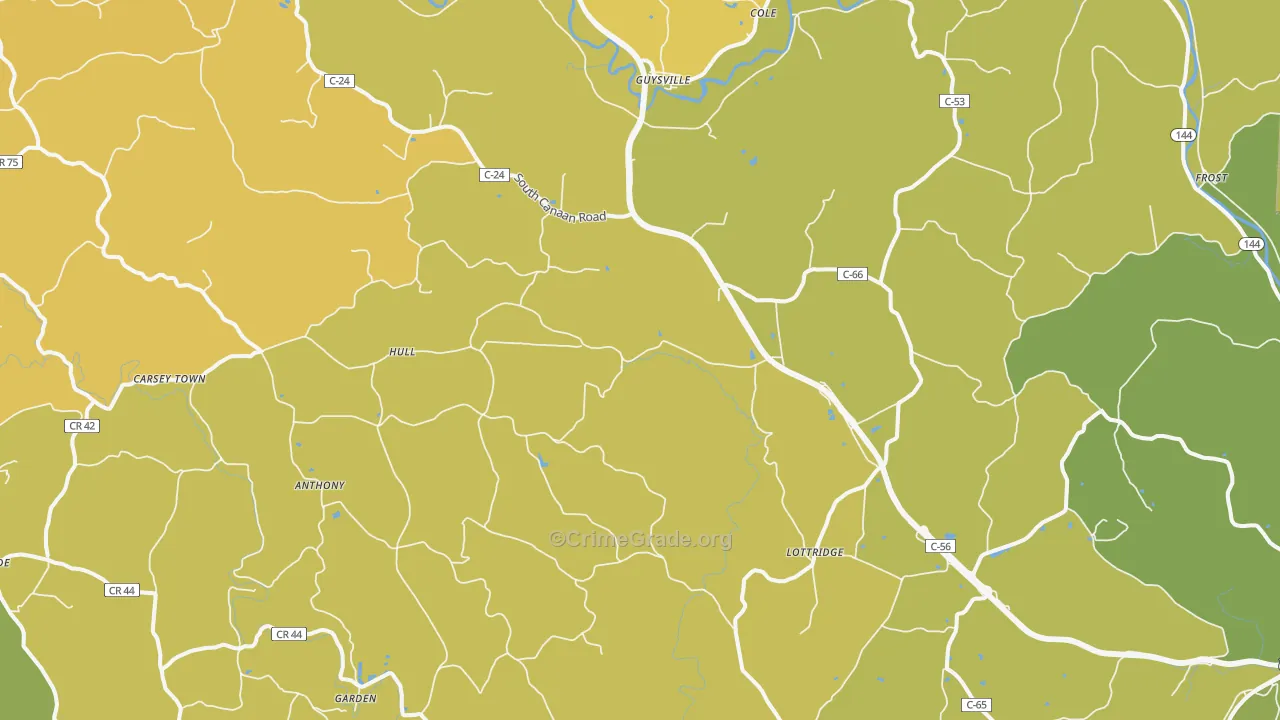 Guysville, OH Map of Vandalism Rates