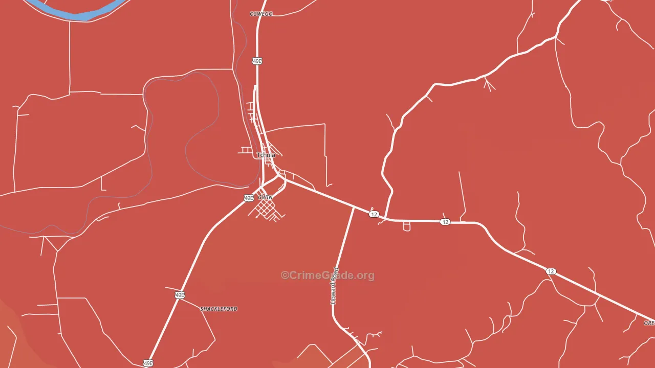 Gwin, MS Map of Vandalism Rates