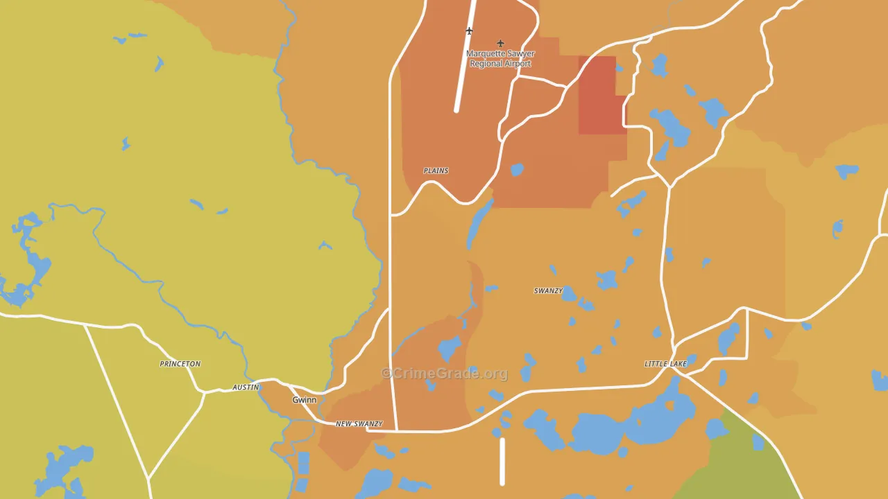 Gwinn, MI Map of Vandalism Rates