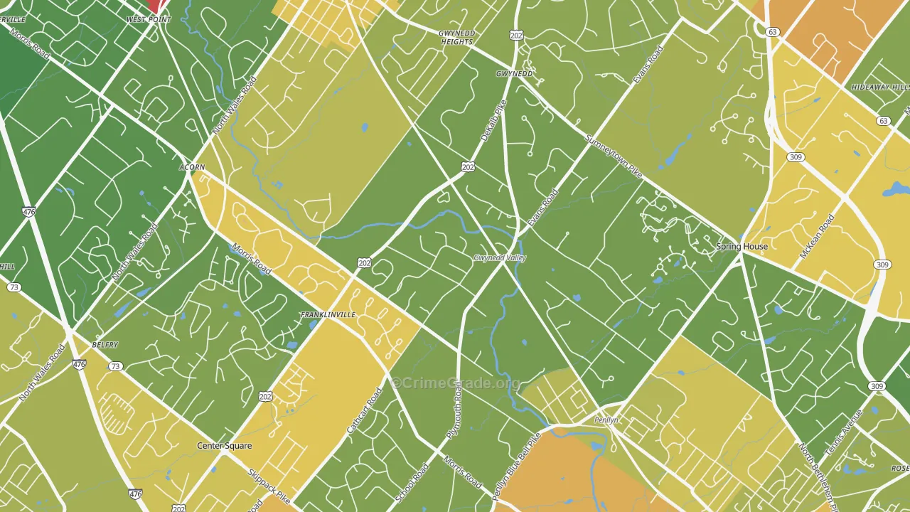 Gwynedd Valley, PA Map of Vandalism Rates