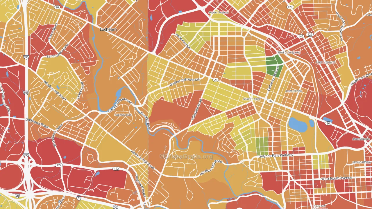 Gwynn Oak, MD Map of Vandalism Rates