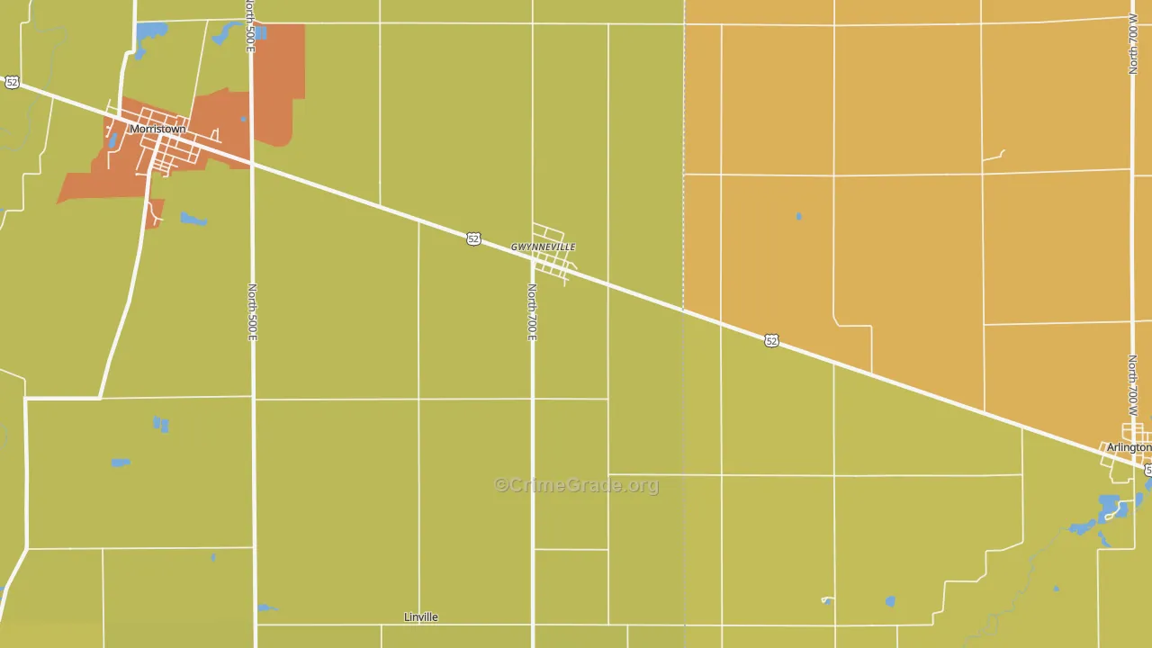 Gwynneville, IN Map of Vandalism Rates