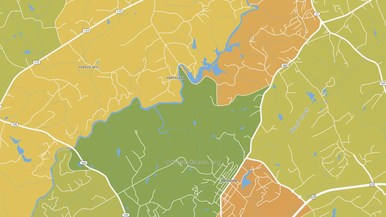 Habersham, GA Map of Vandalism Rates