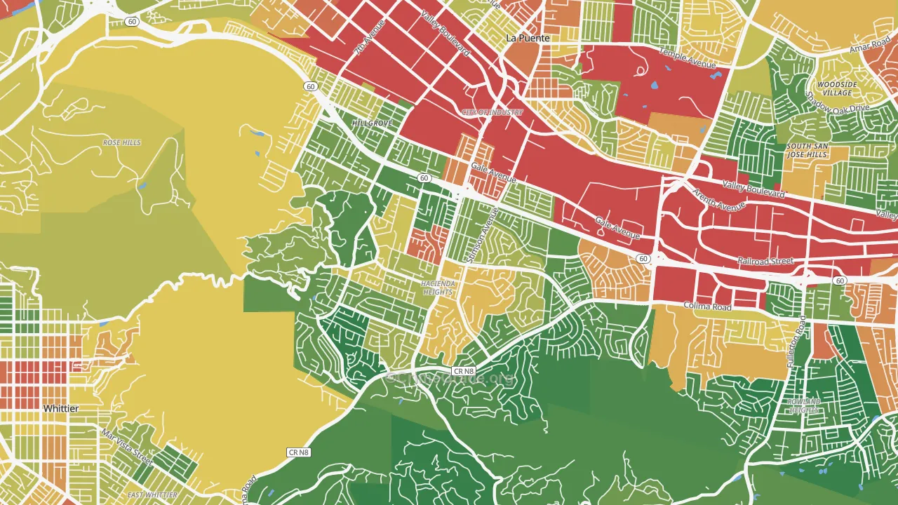 Hacienda Heights, CA Map of Vandalism Rates