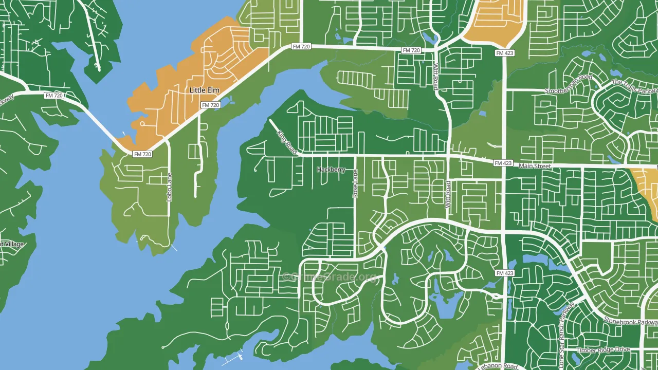 Hackberry, TX Map of Vandalism Rates