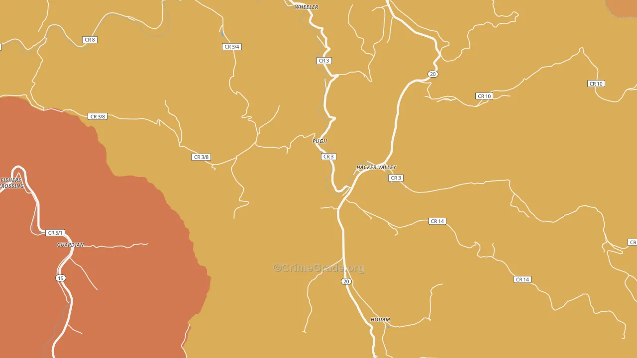 Hacker Valley, WV Map of Vandalism Rates