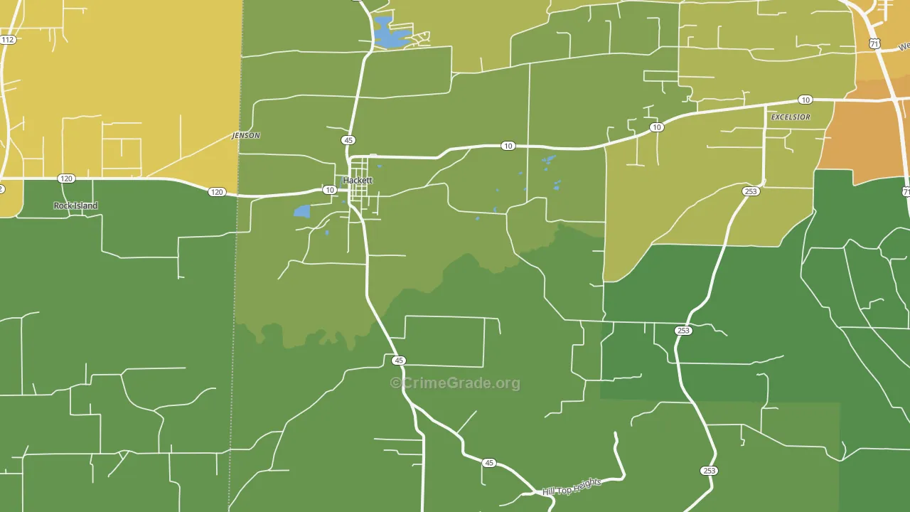 Hackett, AR Map of Vandalism Rates