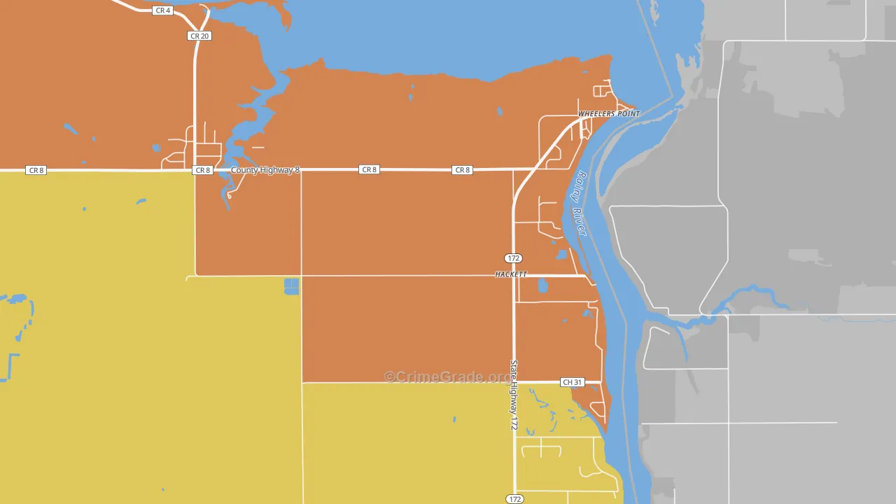 Hackett, MN Map of Vandalism Rates
