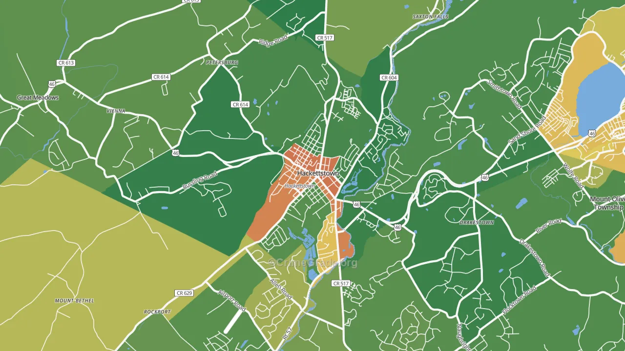 Hackettstown, NJ Map of Vandalism Rates