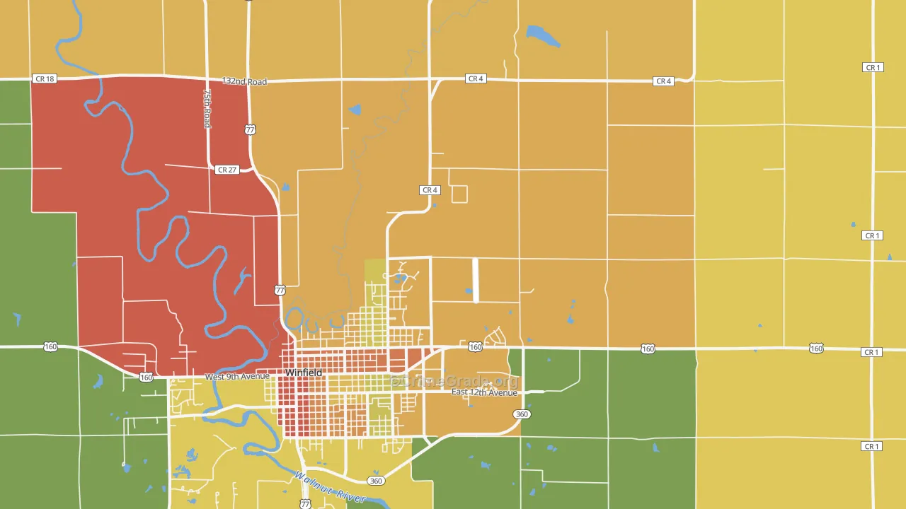 Hackney, KS Map of Vandalism Rates